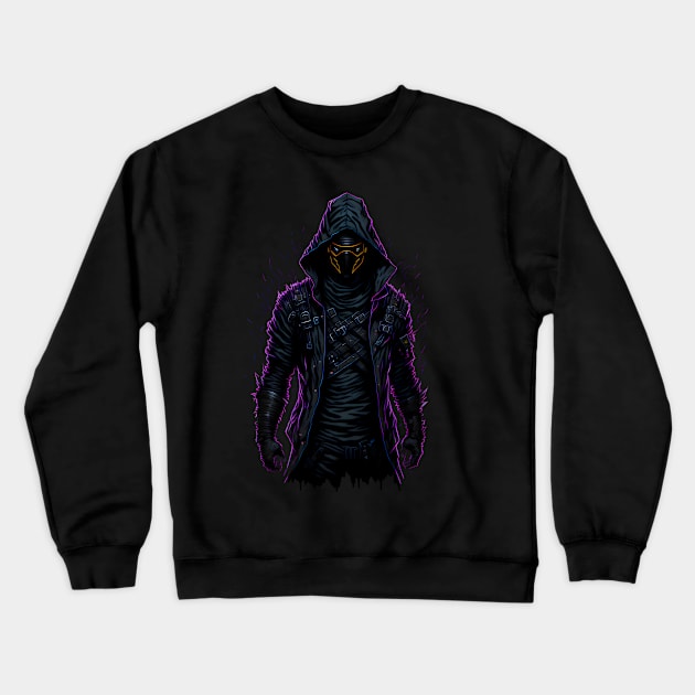 Cyberpunk Ninja Shinobi Neon Japanese Design Crewneck Sweatshirt by Moxie Vibe